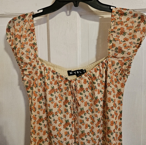 Creak Maxi Dress w/ Orange Flowers - Picture 2 of 4